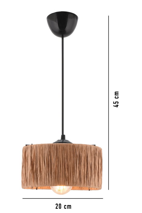Opviq Lámpara de Techo Viola Metal y Rafia Natural 55 cm